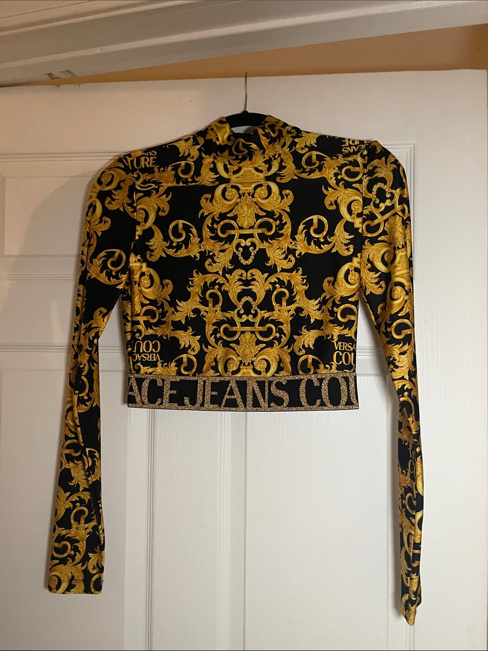 Versace Jeans Collection Black & Gold Baroque Crop Top - Picture 9 of 9